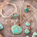 Turquoise and Carnelian Pendant Bronze Necklace - Barse Jewelry