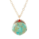 Turquoise and Carnelian Pendant Bronze Necklace - Barse Jewelry