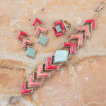 Turquoise and Coral Tapestry Link Bracelet - Barse Jewelry