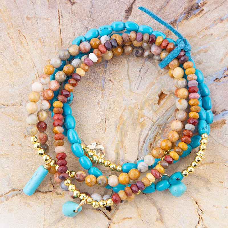 Turquoise and Mookite Stack Bracelet Set - Barse Jewelry