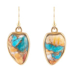 Turquoise and Spiny Oyster Matrix and Bronze Drop Earrings - Barse Jewelry