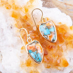 Turquoise and Spiny Oyster Matrix and Bronze Drop Earrings - Barse Jewelry