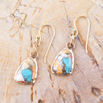 Turquoise and Spiny Oyster Matrix and Bronze Earrings - Barse Jewelry