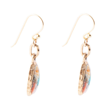 Turquoise and Spiny Oyster Matrix and Bronze Earrings - Barse Jewelry