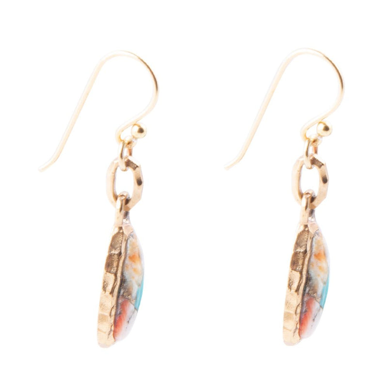 Turquoise and Spiny Oyster Matrix and Bronze Earrings - Barse Jewelry