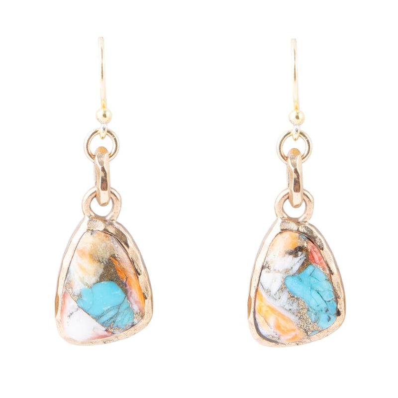 Turquoise and Spiny Oyster Matrix and Bronze Earrings - Barse Jewelry