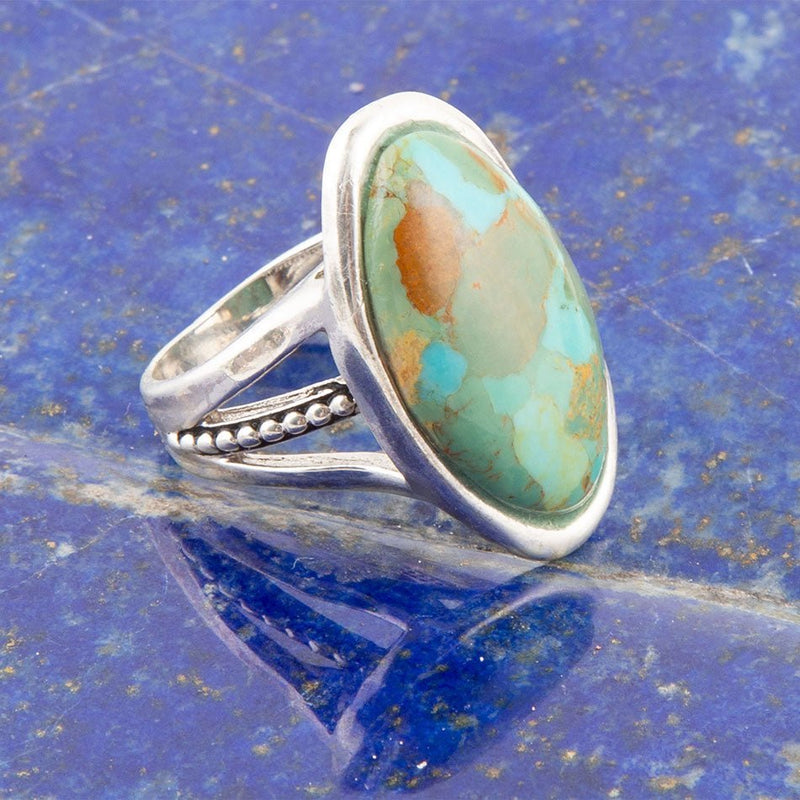 Neeshapuri Oval Turquoise Silver Ring - Shraddha Shree Gems