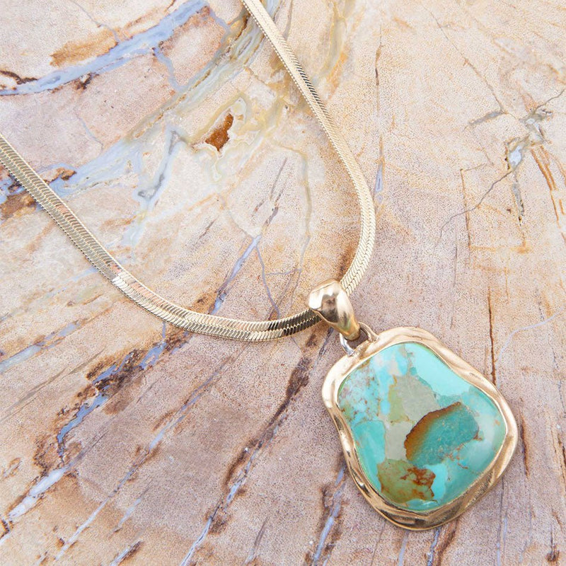 Turquoise Baron Snake Chain Pendant Necklace - Barse Jewelry