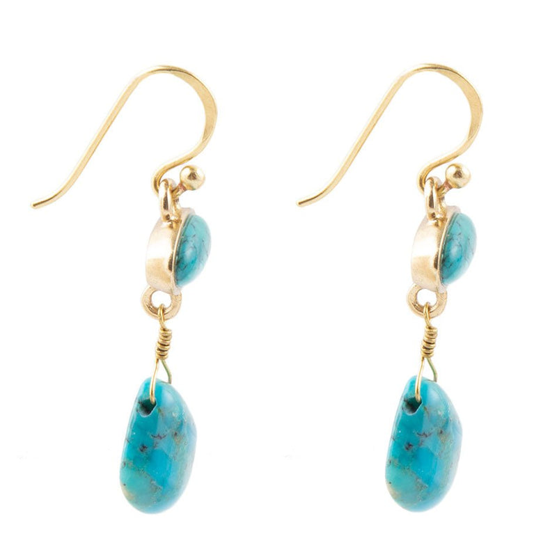 Turquoise Drop Bronze Earring - Barse Jewelry