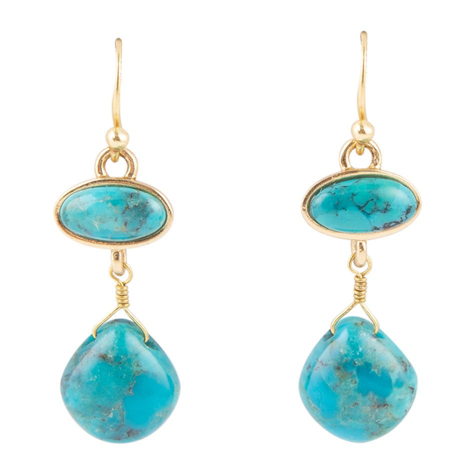 Turquoise Drop Bronze Earring - Barse Jewelry