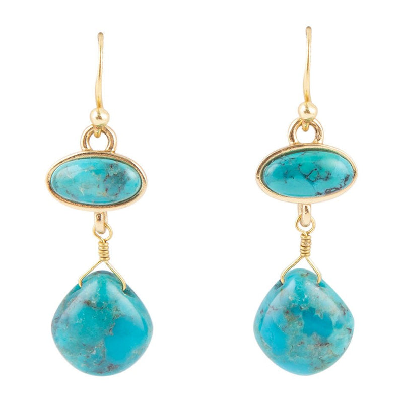 Turquoise Drop Bronze Earring - Barse Jewelry