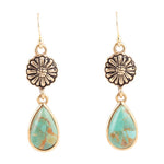 Turquoise Floral Drop Earrings - Barse Jewelry