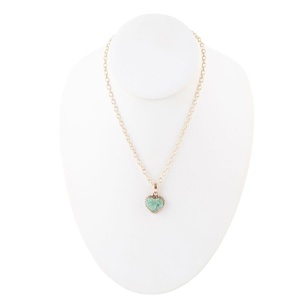 Turquoise Heart Pendant and Bronze Necklace - Barse Jewelry