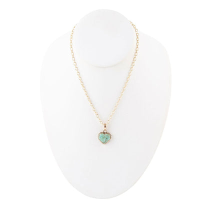Turquoise Heart Pendant and Bronze Necklace - Barse Jewelry