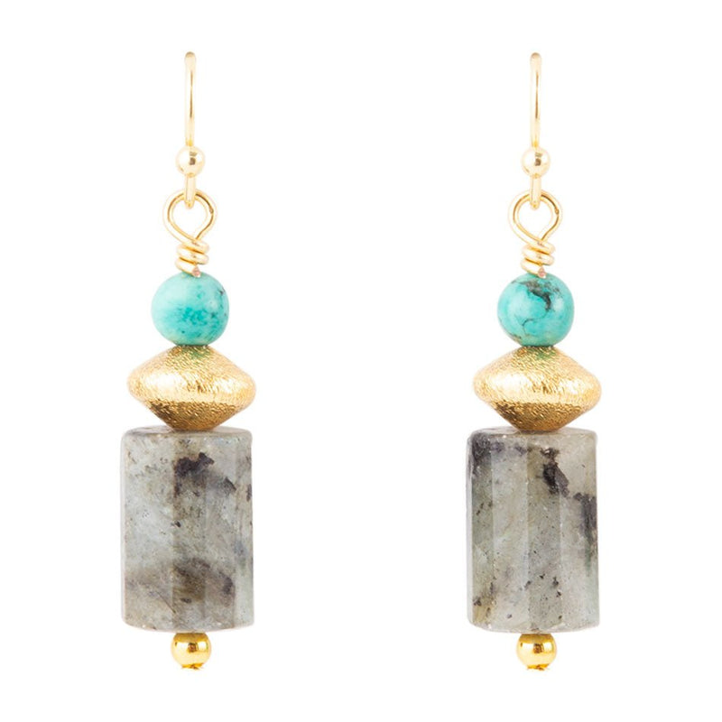 Turquoise Labradorite Drop Earrings - Barse Jewelry