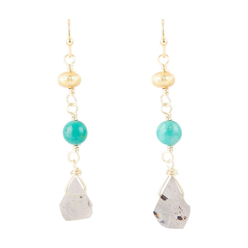 Turquoise Labradorite Elongated Earrings - Barse Jewelry