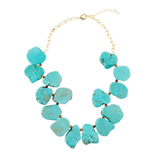 Turquoise Magnesite Slab Golden Necklace
