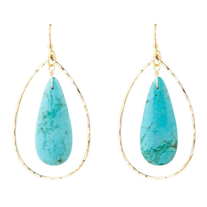 Turquoise Magnesite Teardrop Statement Earring - Barse Jewelry