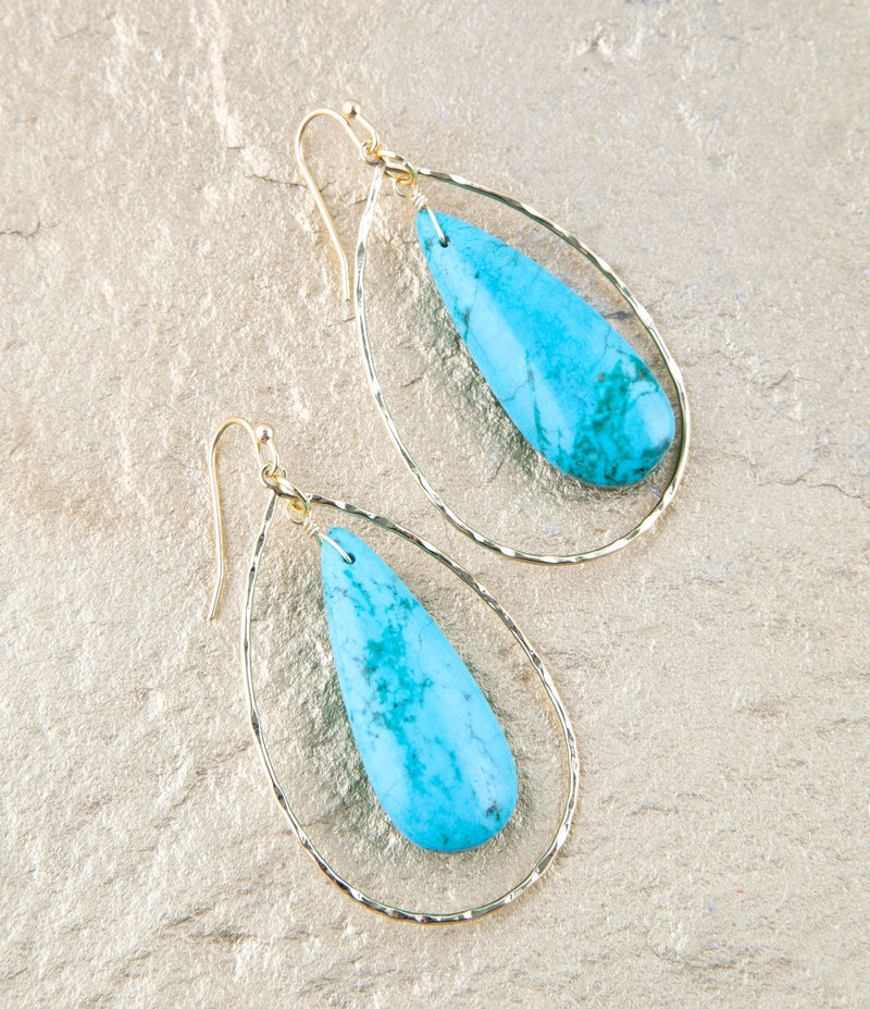 Turquoise Magnesite Teardrop Statement Earring - Barse Jewelry