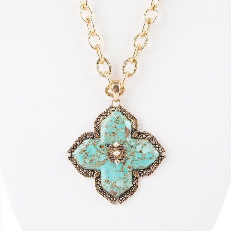 Turquoise Maltese Cross Pendant - Barse Jewelry