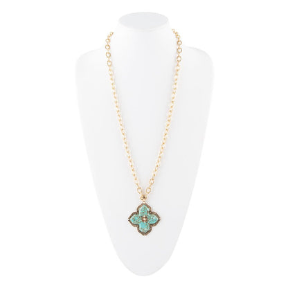 Turquoise Maltese Cross Pendant - Barse Jewelry