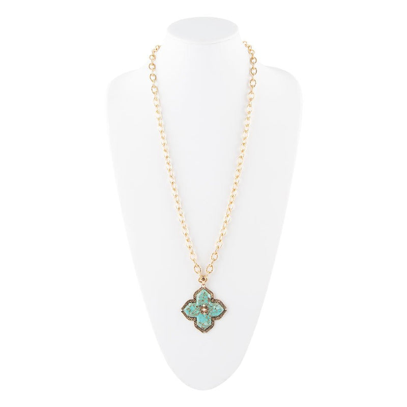 Turquoise Maltese Cross Pendant - Barse Jewelry