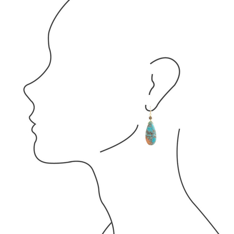 Turquoise Matrix Tear Slab Earrings - Barse Jewelry