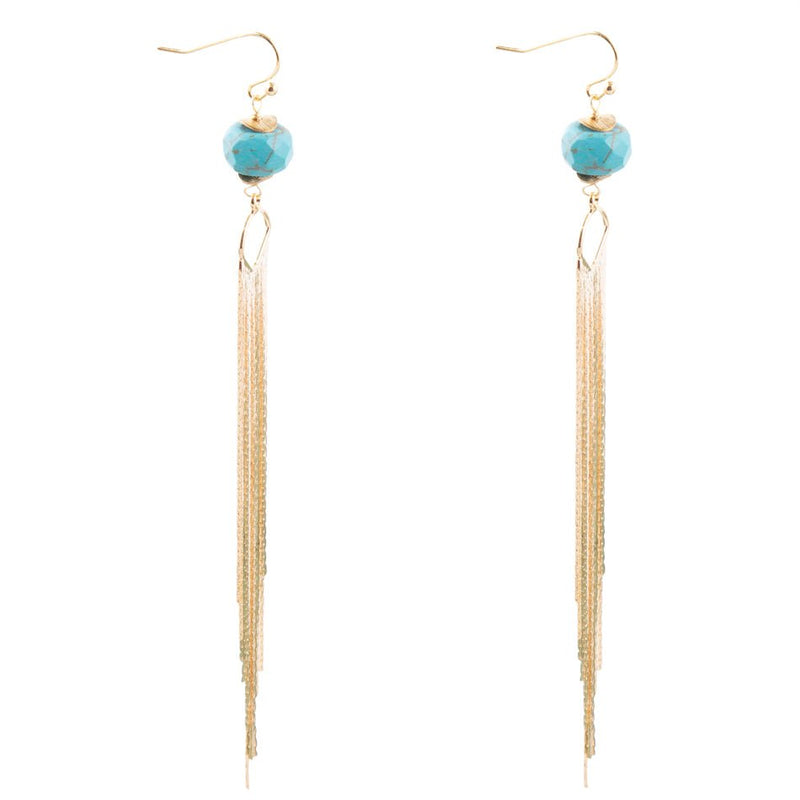 Turquoise Shimmer Shoulder Duster Earrings - Barse Jewelry