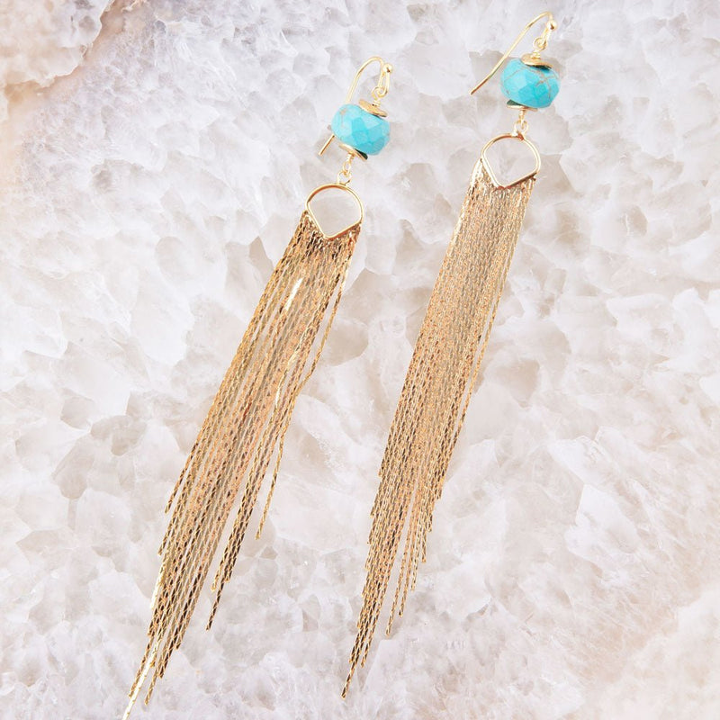 Turquoise Shimmer Shoulder Duster Earrings - Barse Jewelry