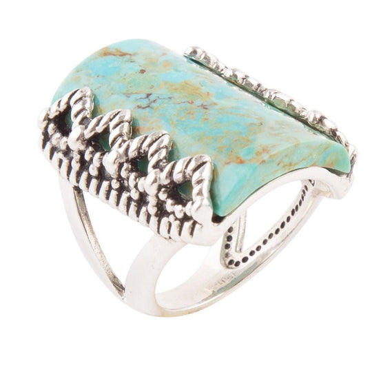 Blue Turquoise Sterling Silver Slice Statement Ring