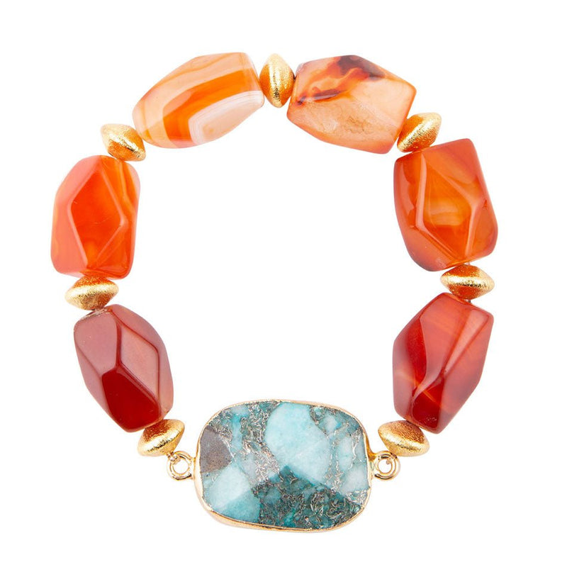Turquoise Sol Carnelian Jasper Bracelet - Barse Jewelry