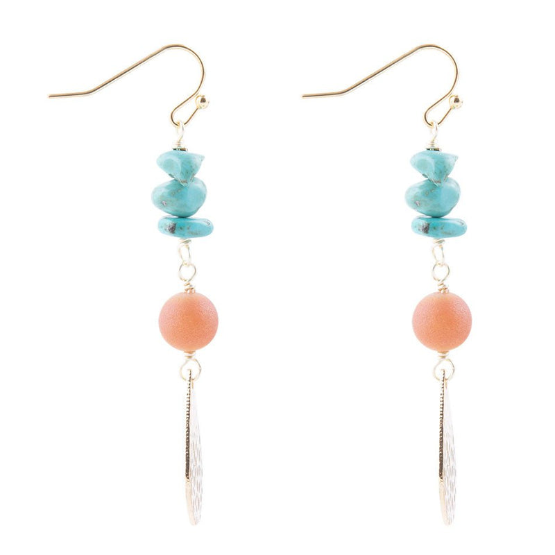 Turquoise Sol Charm Drop Earrings - Barse Jewelry