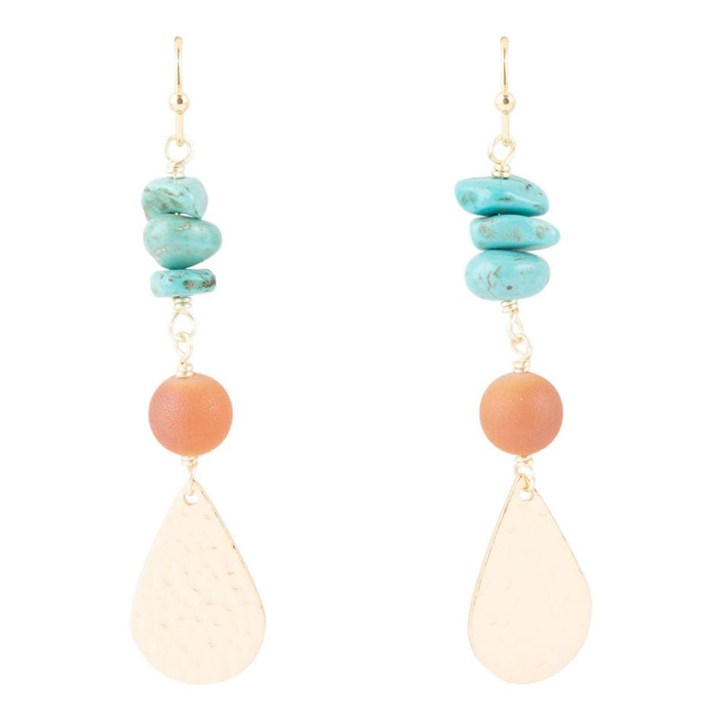 Turquoise Sol Charm Drop Earrings - Barse Jewelry