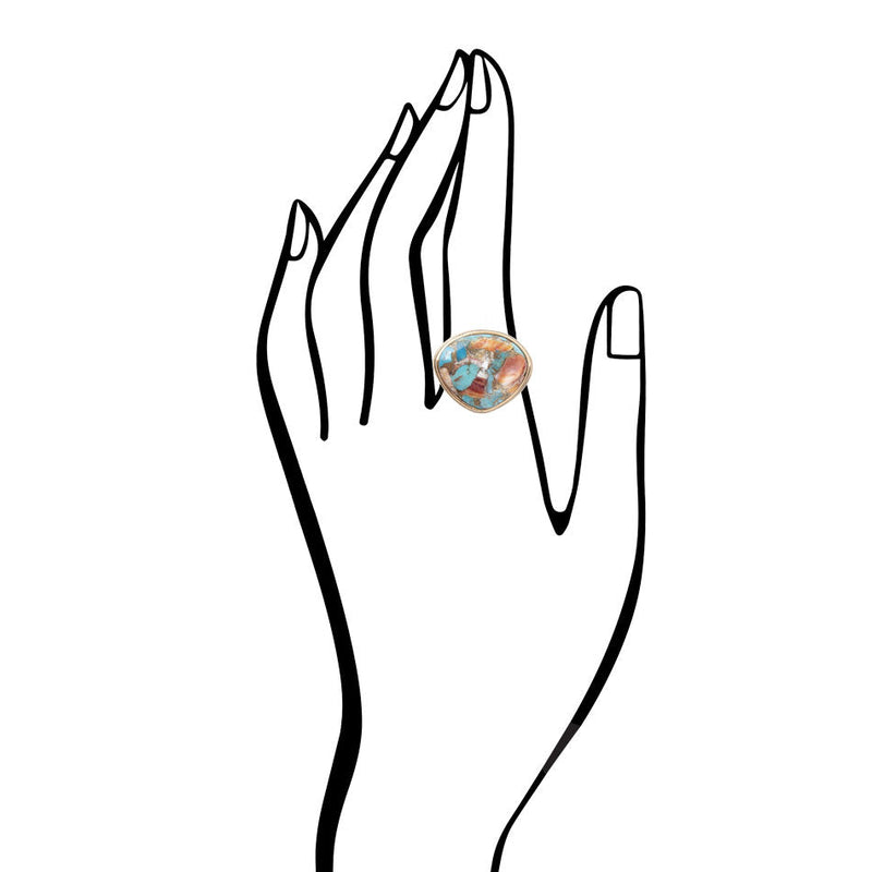 Turquoise Spiny Oyster Matrix Statement Ring - Barse Jewelry