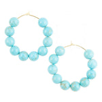 Turquoise Stone Slide Hoop Earrings - Barse Jewelry
