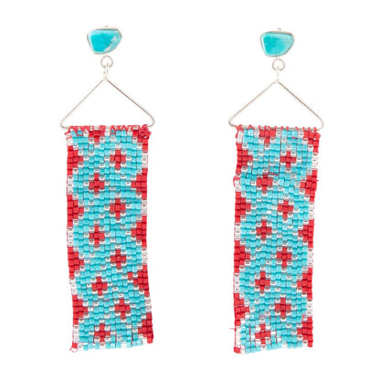 Turquoise Woven Seed Bead Earrings - Barse Jewelry