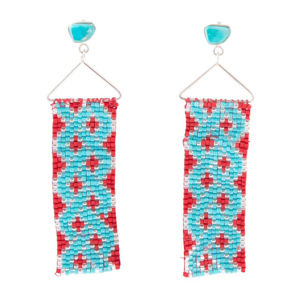 Turquoise Woven Seed Bead Earrings - Barse Jewelry