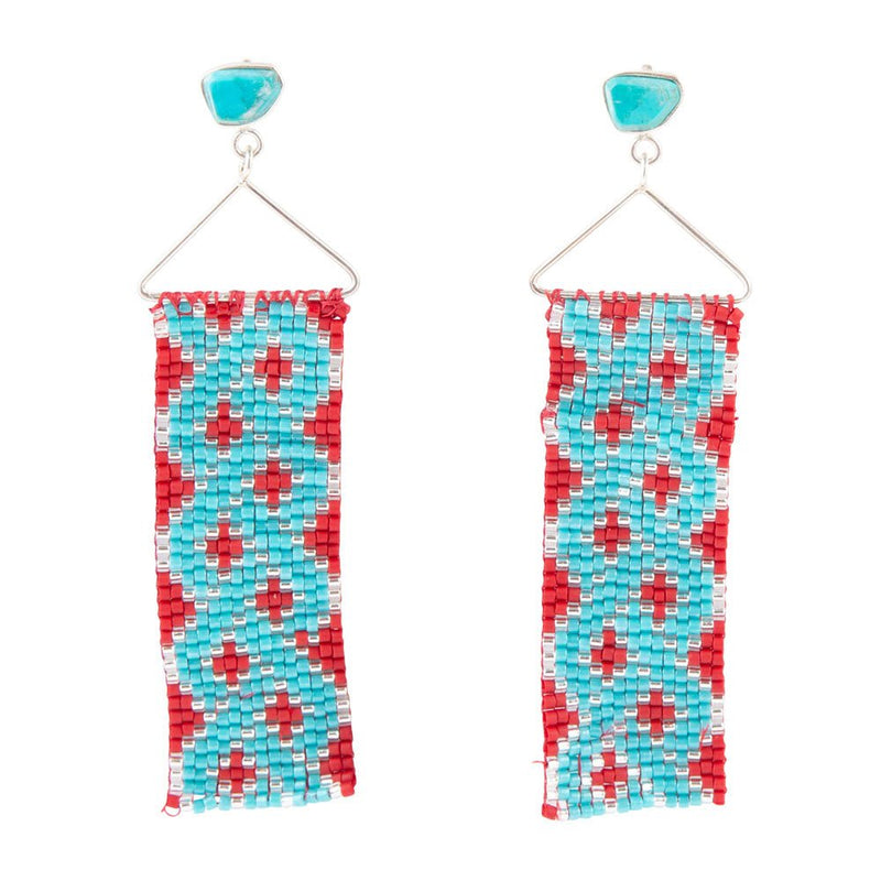 Turquoise Woven Seed Bead Earrings - Barse Jewelry