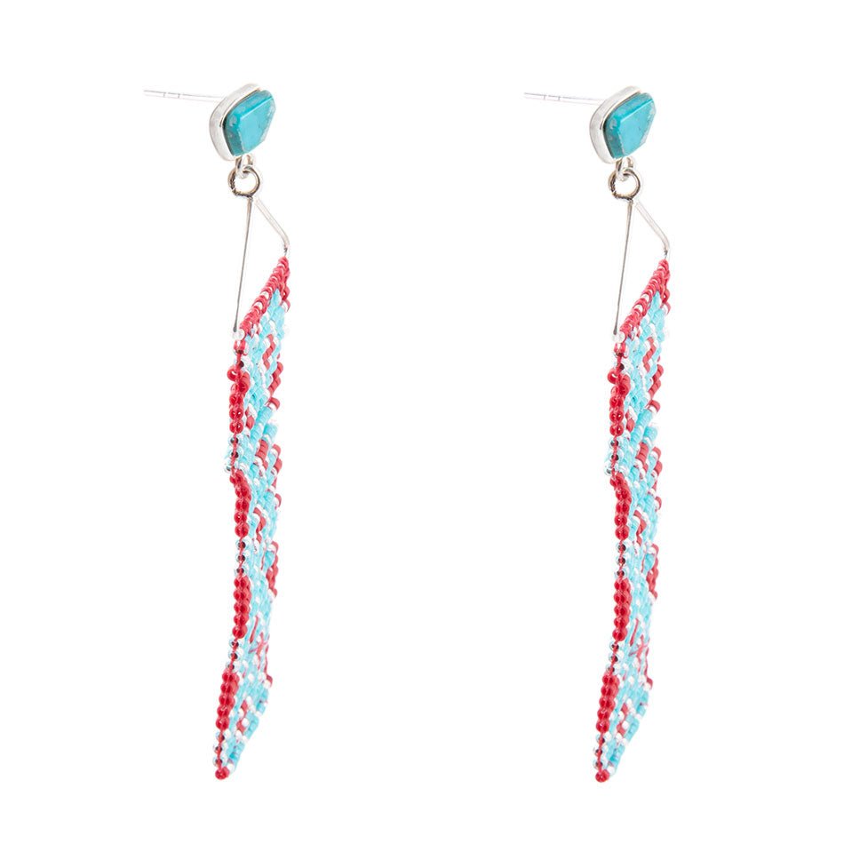 Turquoise Woven Seed Bead Earrings - Barse Jewelry