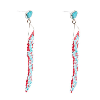 Turquoise Woven Seed Bead Earrings - Barse Jewelry
