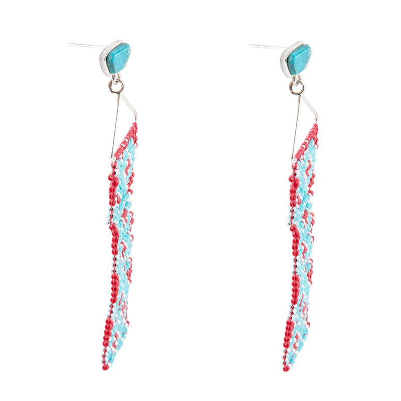 Turquoise Woven Seed Bead Earrings - Barse Jewelry