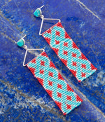 Turquoise Woven Seed Bead Earrings - Barse Jewelry