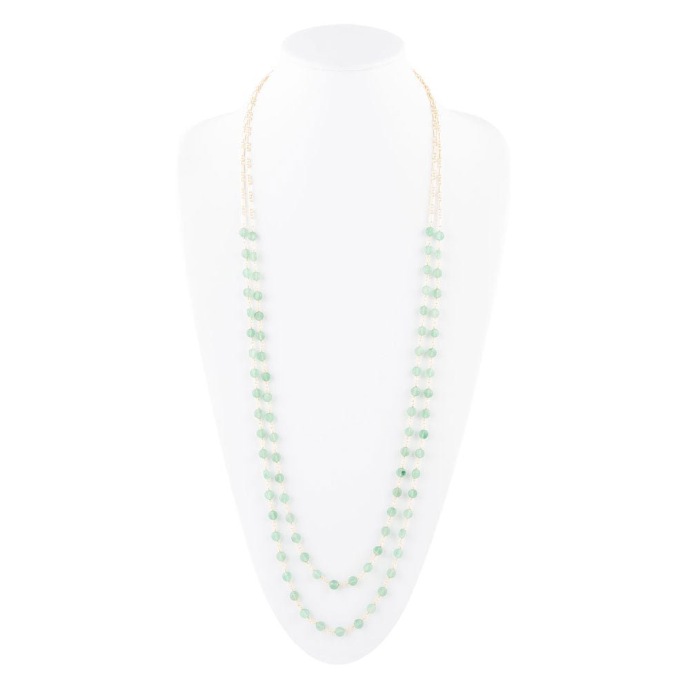 Two Row Green Aventurine Necklace - Barse Jewelry