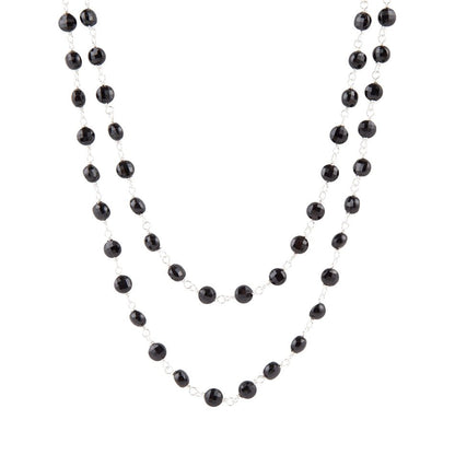 Two Row Onyx and Sterling Silver Necklace - Barse Jewelry