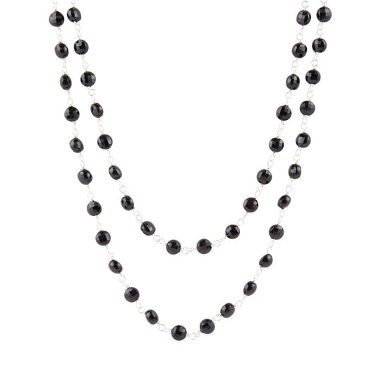 Two Row Onyx and Sterling Silver Necklace