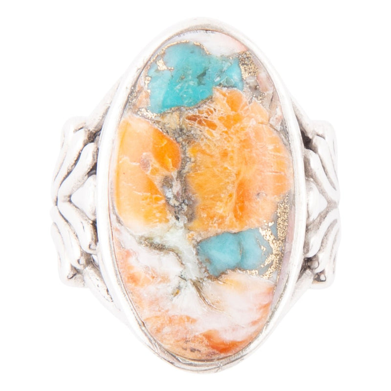 Valerie Turquoise and Spiny Oyster Sterling Silver Ring - Barse Jewelry