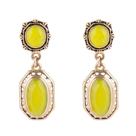 Vintage Style Chartreuse Quartz Earrings