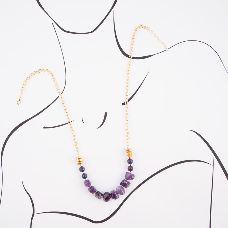 Viola Purple Quartz Long Necklace - Barse Jewelry