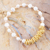 White and Gold Freshwater Pearl Stack Stretch Bracelet - Barse Jewelry