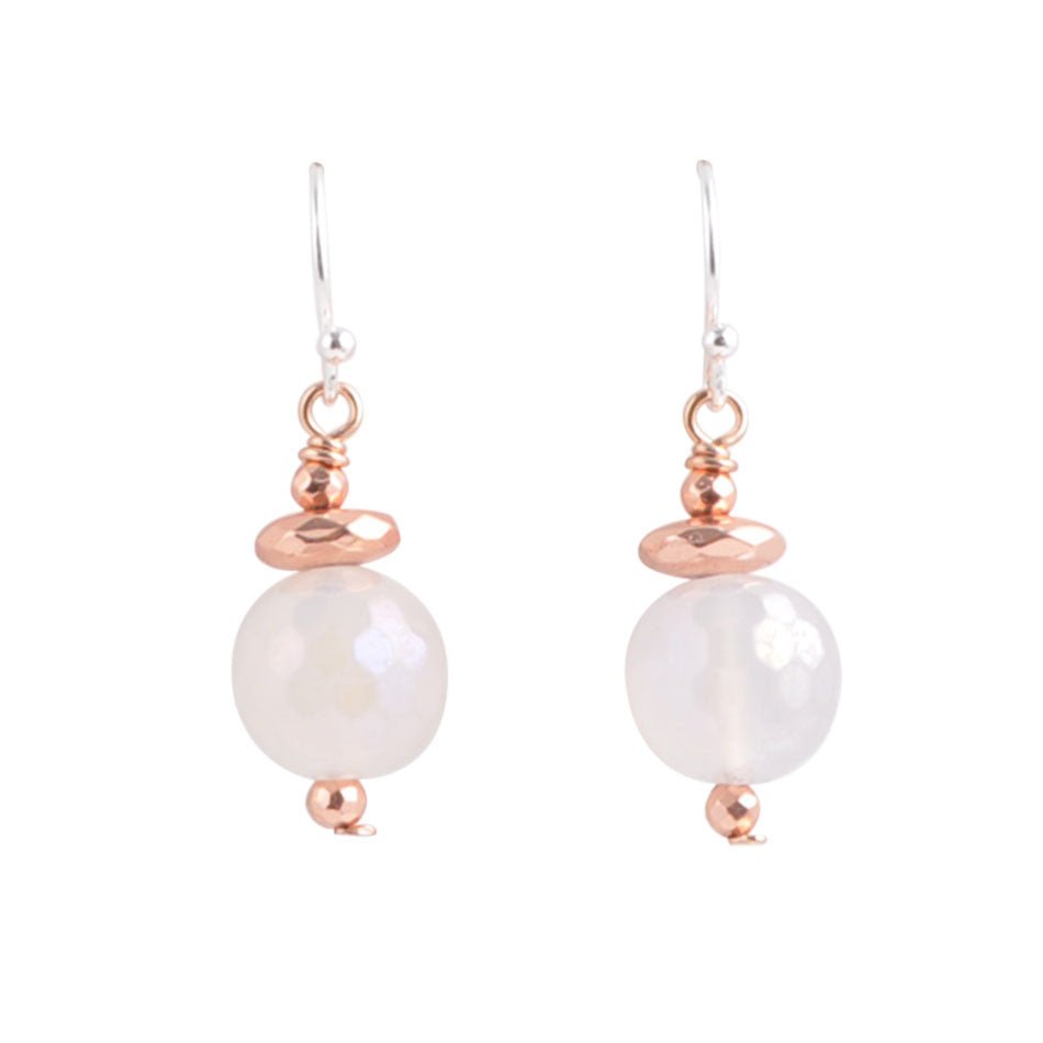 White and Grey Agate Earrings - Barse Jewelry